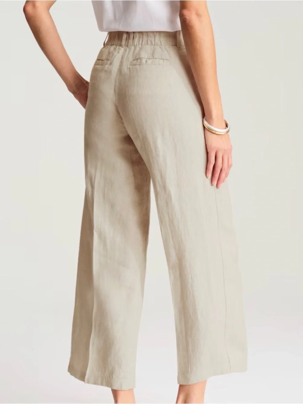 JJill Classic Wide-Leg Linen Pants in Natural sand dune white (flax) sz L NWT